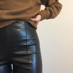 H&M Black high-waisted Faux Leather Pants